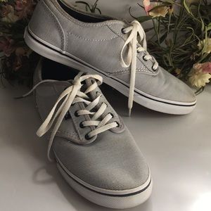 Vans Blue/White Pin Striped Lace Up Sneakers